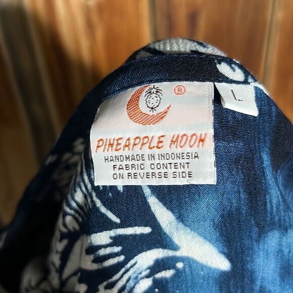 Pineapple Moon dress pineapples navy white short handmade Large Indonesia - Picture 2 of 7